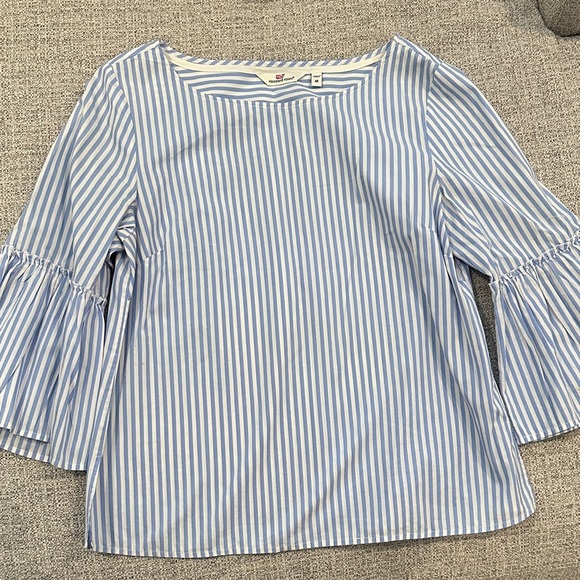 Vineyard Vines Tops - Vineyard Vines Blue and White Striped Blouse with Bell Sleeves